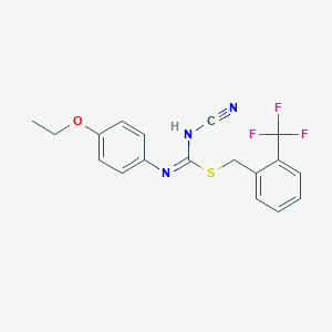 molecular formula C18H16F3N3OS B460440 2-(trifluoromethyl)benzyl N'-cyano-N-(4-ethoxyphenyl)carbamimidothioate CAS No. 445385-67-1