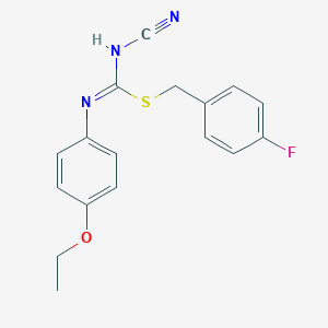 molecular formula C17H16FN3OS B460441 4-fluorobenzyl N'-cyano-N-(4-ethoxyphenyl)carbamimidothioate CAS No. 445385-66-0
