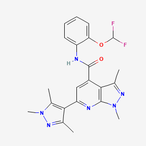 molecular formula C22H22F2N6O2 B4604428 N-[2-(difluoromethoxy)phenyl]-1,3-dimethyl-6-(1,3,5-trimethyl-1H-pyrazol-4-yl)-1H-pyrazolo[3,4-b]pyridine-4-carboxamide 