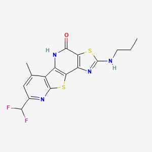 13-(difluoromethyl)-11-methyl-4-(propylamino)-5,16-dithia-3,8,14-triazatetracyclo[7.7.0.02,6.010,15]hexadeca-1(9),2(6),3,10(15),11,13-hexaen-7-one