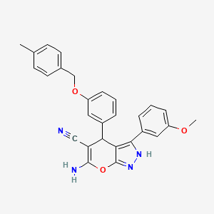 6-AMINO-3-(3-METHOXYPHENYL)-4-{3-[(4-METHYLBENZYL)OXY]PHENYL}-1,4-DIHYDROPYRANO[2,3-C]PYRAZOL-5-YL CYANIDE