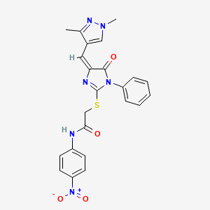 2-({4-[(E)-1-(1,3-DIMETHYL-1H-PYRAZOL-4-YL)METHYLIDENE]-5-OXO-1-PHENYL-4,5-DIHYDRO-1H-IMIDAZOL-2-YL}SULFANYL)-N-(4-NITROPHENYL)ACETAMIDE