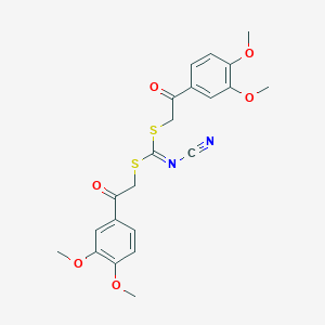 molecular formula C22H22N2O6S2 B460458 Bis[[2-(3,4-dimethoxyphenyl)-2-oxoethyl]sulfanyl]methylidenecyanamide CAS No. 445385-96-6