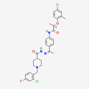 molecular formula C31H33Cl2FN4O3 B4604580 N-[4-(N-{[1-(2-chloro-4-fluorobenzyl)-4-piperidinyl]carbonyl}ethanehydrazonoyl)phenyl]-2-(4-chloro-2-methylphenoxy)propanamide 