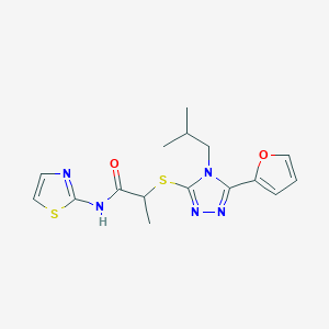 2-{[5-(furan-2-yl)-4-(2-methylpropyl)-4H-1,2,4-triazol-3-yl]sulfanyl}-N-(1,3-thiazol-2-yl)propanamide