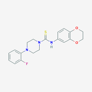 N-(2,3-dihydro-1,4-benzodioxin-6-yl)-4-(2-fluorophenyl)-1-piperazinecarbothioamide