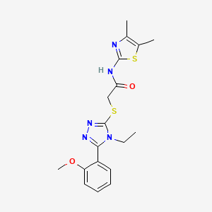 molecular formula C18H21N5O2S2 B4604619 N-(4,5-dimethyl-1,3-thiazol-2-yl)-2-{[4-ethyl-5-(2-methoxyphenyl)-4H-1,2,4-triazol-3-yl]sulfanyl}acetamide 