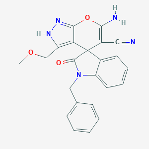 molecular formula C23H19N5O3 B460464 6-amino-1'-benzyl-3-(methoxymethyl)-2'-oxospiro[2H-pyrano[2,3-c]pyrazole-4,3'-indole]-5-carbonitrile CAS No. 848754-89-2