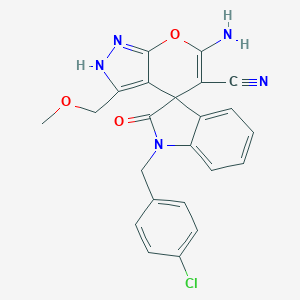 6-amino-1'-[(4-chlorophenyl)methyl]-3-(methoxymethyl)-2'-oxospiro[2H-pyrano[2,3-c]pyrazole-4,3'-indole]-5-carbonitrile