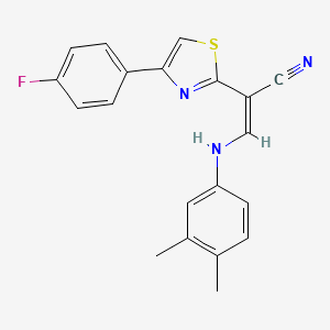 (Z)-3-(3,4-dimethylanilino)-2-[4-(4-fluorophenyl)-1,3-thiazol-2-yl]prop-2-enenitrile