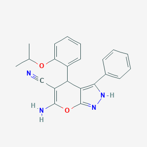 molecular formula C22H20N4O2 B460474 6-Amino-4-{2-[(1-methylethyl)oxy]phenyl}-3-phenyl-2,4-dihydropyrano[2,3-c]pyrazole-5-carbonitrile CAS No. 4823-78-3