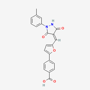 4-[5-[(Z)-[1-(3-methylphenyl)-3,5-dioxopyrazolidin-4-ylidene]methyl]furan-2-yl]benzoic acid