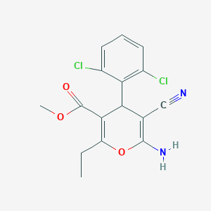 molecular formula C16H14Cl2N2O3 B460477 methyl 6-amino-5-cyano-4-(2,6-dichlorophenyl)-2-ethyl-4H-pyran-3-carboxylate 