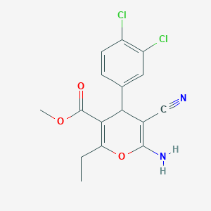 molecular formula C16H14Cl2N2O3 B460478 methyl 6-amino-5-cyano-4-(3,4-dichlorophenyl)-2-ethyl-4H-pyran-3-carboxylate 