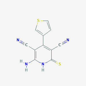 molecular formula C11H6N4S2 B460479 2-amino-6-sulfanylidene-4-thiophen-3-yl-1H-pyridine-3,5-dicarbonitrile 