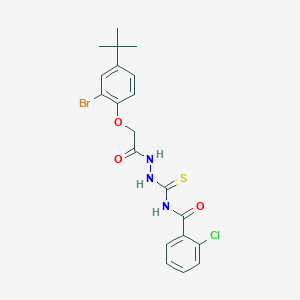 molecular formula C20H21BrClN3O3S B4604800 N-({2-[(2-bromo-4-tert-butylphenoxy)acetyl]hydrazino}carbonothioyl)-2-chlorobenzamide 