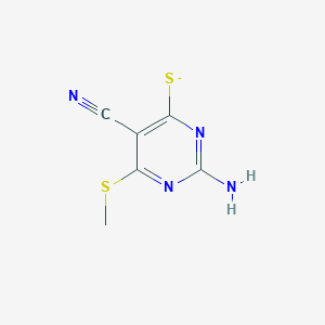 molecular formula C6H5N4S2- B460484 2-Amino-4-(methylsulfanyl)-6-sulfanylpyrimidine-5-carbonitrile 