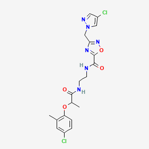 N-(2-{[2-(4-chloro-2-methylphenoxy)propanoyl]amino}ethyl)-3-[(4-chloro-1H-pyrazol-1-yl)methyl]-1,2,4-oxadiazole-5-carboxamide