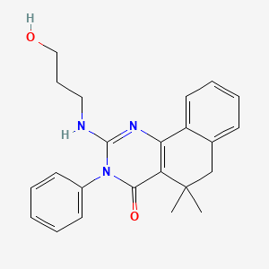 2-[(3-hydroxypropyl)amino]-5,5-dimethyl-3-phenyl-5,6-dihydrobenzo[h]quinazolin-4(3H)-one