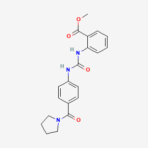 molecular formula C20H21N3O4 B4604915 methyl 2-[({[4-(1-pyrrolidinylcarbonyl)phenyl]amino}carbonyl)amino]benzoate 