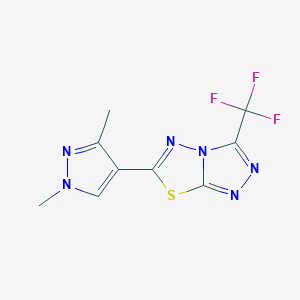 molecular formula C9H7F3N6S B4604928 6-(1,3-dimethyl-1H-pyrazol-4-yl)-3-(trifluoromethyl)[1,2,4]triazolo[3,4-b][1,3,4]thiadiazole 