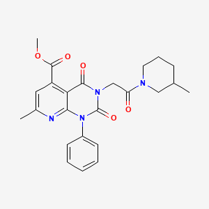 molecular formula C24H26N4O5 B4604931 METHYL 7-METHYL-3-[2-(3-METHYLPIPERIDIN-1-YL)-2-OXOETHYL]-2,4-DIOXO-1-PHENYL-1H,2H,3H,4H-PYRIDO[2,3-D]PYRIMIDINE-5-CARBOXYLATE 