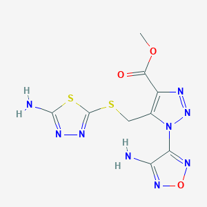 molecular formula C9H9N9O3S2 B4604945 methyl 1-(4-amino-1,2,5-oxadiazol-3-yl)-5-{[(5-amino-1,3,4-thiadiazol-2-yl)thio]methyl}-1H-1,2,3-triazole-4-carboxylate 