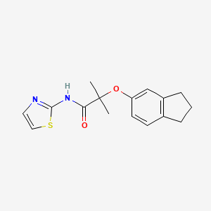 molecular formula C16H18N2O2S B4604973 2-(2,3-dihydro-1H-inden-5-yloxy)-2-methyl-N-(1,3-thiazol-2-yl)propanamide 