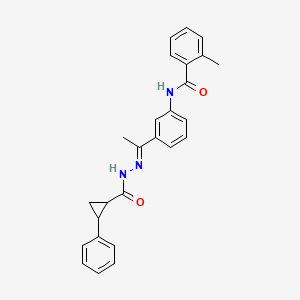 2-methyl-N-{3-[(1E)-1-{2-[(2-phenylcyclopropyl)carbonyl]hydrazinylidene}ethyl]phenyl}benzamide