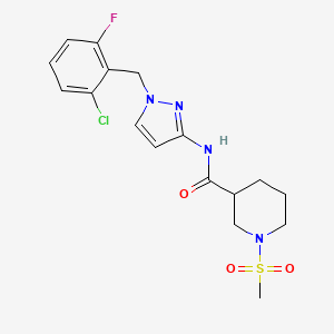 molecular formula C17H20ClFN4O3S B4604990 N~3~-[1-(2-CHLORO-6-FLUOROBENZYL)-1H-PYRAZOL-3-YL]-1-(METHYLSULFONYL)-3-PIPERIDINECARBOXAMIDE 