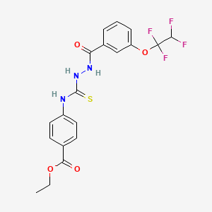 molecular formula C19H17F4N3O4S B4604993 ethyl 4-[({2-[3-(1,1,2,2-tetrafluoroethoxy)benzoyl]hydrazino}carbonothioyl)amino]benzoate 