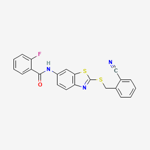 N-{2-[(2-cyanobenzyl)sulfanyl]-1,3-benzothiazol-6-yl}-2-fluorobenzamide