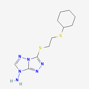 molecular formula C11H18N6S2 B4605073 3-(2-Cyclohexylsulfanylethylsulfanyl)-[1,2,4]triazolo[4,3-b][1,2,4]triazol-7-amine 