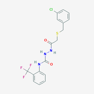 molecular formula C17H15ClF3N3O2S B4605081 2-{[(3-chlorobenzyl)thio]acetyl}-N-[2-(trifluoromethyl)phenyl]hydrazinecarboxamide 