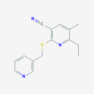 molecular formula C15H15N3S B460513 6-Ethyl-5-methyl-2-[(pyridin-3-ylmethyl)sulfanyl]nicotinonitrile CAS No. 370869-77-5