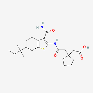 [1-(2-{[3-Carbamoyl-6-(2-methylbutan-2-yl)-4,5,6,7-tetrahydro-1-benzothiophen-2-yl]amino}-2-oxoethyl)cyclopentyl]acetic acid