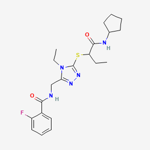 molecular formula C21H28FN5O2S B4605171 N-[(5-{[1-(cyclopentylamino)-1-oxobutan-2-yl]sulfanyl}-4-ethyl-4H-1,2,4-triazol-3-yl)methyl]-2-fluorobenzamide 