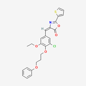 (4E)-4-[[3-chloro-5-ethoxy-4-(3-phenoxypropoxy)phenyl]methylidene]-2-thiophen-2-yl-1,3-oxazol-5-one