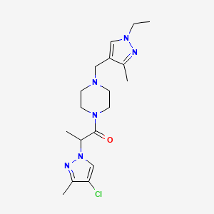 2-(4-CHLORO-3-METHYL-1H-PYRAZOL-1-YL)-1-{4-[(1-ETHYL-3-METHYL-1H-PYRAZOL-4-YL)METHYL]PIPERAZINO}-1-PROPANONE