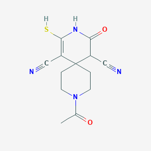 molecular formula C13H14N4O2S B460528 9-Acetyl-4-oxo-2-sulfanyl-3,9-diazaspiro[5.5]undec-1-ene-1,5-dicarbonitrile 