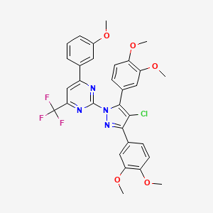 2-[4-chloro-3,5-bis(3,4-dimethoxyphenyl)-1H-pyrazol-1-yl]-4-(3-methoxyphenyl)-6-(trifluoromethyl)pyrimidine