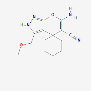 molecular formula C18H26N4O2 B460530 6-amino-4'-tert-butyl-3-(methoxymethyl)spiro[2H-pyrano[2,3-c]pyrazole-4,1'-cyclohexane]-5-carbonitrile CAS No. 354556-77-7