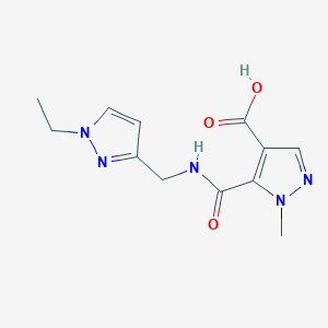 molecular formula C12H15N5O3 B4605302 5-({[(1-ethyl-1H-pyrazol-3-yl)methyl]amino}carbonyl)-1-methyl-1H-pyrazole-4-carboxylic acid 