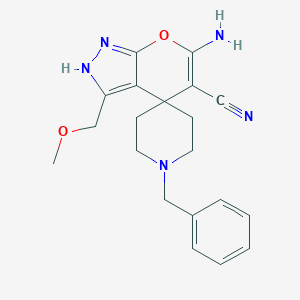 molecular formula C20H23N5O2 B460531 6-amino-1'-benzyl-3-(methoxymethyl)spiro[2H-pyrano[2,3-c]pyrazole-4,4'-piperidine]-5-carbonitrile CAS No. 340808-87-9