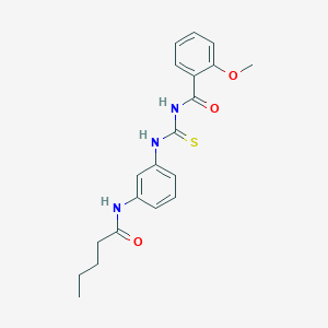 molecular formula C20H23N3O3S B4605314 2-methoxy-N-({[3-(pentanoylamino)phenyl]amino}carbonothioyl)benzamide 