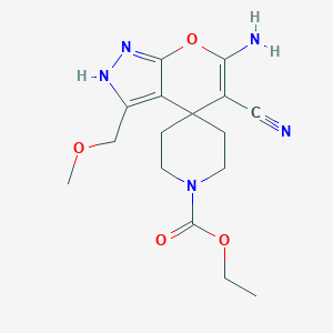 molecular formula C16H21N5O4 B460532 ethyl 6-amino-5-cyano-3-(methoxymethyl)spiro[2H-pyrano[2,3-c]pyrazole-4,4'-piperidine]-1'-carboxylate CAS No. 340808-79-9