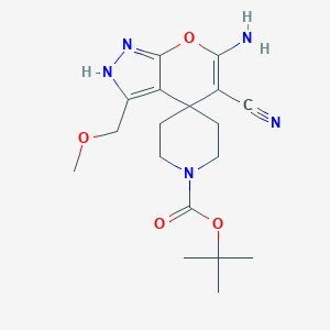 molecular formula C18H25N5O4 B460533 tert-butyl 6-amino-5-cyano-3-(methoxymethyl)spiro[2H-pyrano[2,3-c]pyrazole-4,4'-piperidine]-1'-carboxylate CAS No. 340808-82-4