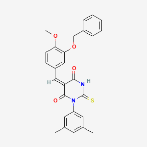 molecular formula C27H24N2O4S B4605346 (5E)-1-(3,5-dimethylphenyl)-5-[(4-methoxy-3-phenylmethoxyphenyl)methylidene]-2-sulfanylidene-1,3-diazinane-4,6-dione 