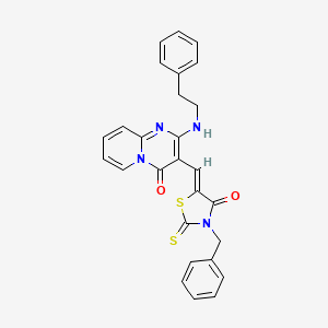 molecular formula C27H22N4O2S2 B4605352 3-[(Z)-(3-benzyl-4-oxo-2-thioxo-1,3-thiazolidin-5-ylidene)methyl]-2-[(2-phenylethyl)amino]-4H-pyrido[1,2-a]pyrimidin-4-one 