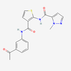 molecular formula C18H16N4O3S B4605373 N-{3-[(3-acetylphenyl)carbamoyl]thiophen-2-yl}-1-methyl-1H-pyrazole-5-carboxamide 